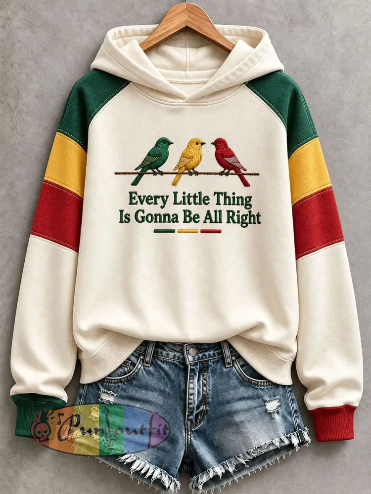 Women’s Every Little Thing Is Gonna Be All Right Hoodie - Creamy-White · S