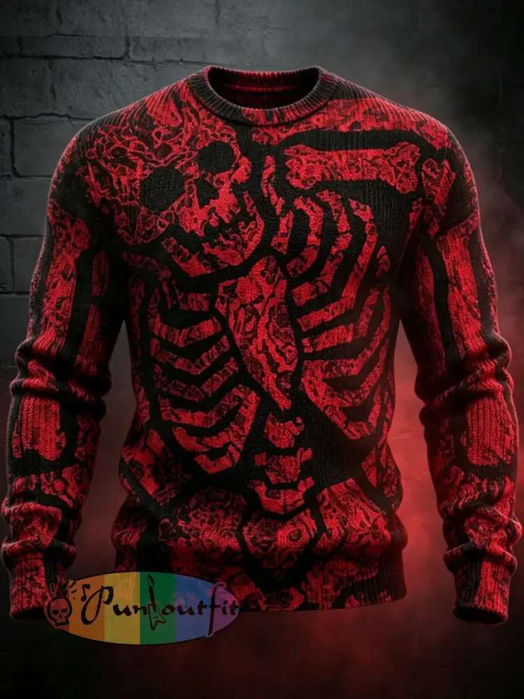 Men’s Halloween Print Casual Crewneck Sweater - As picture · S