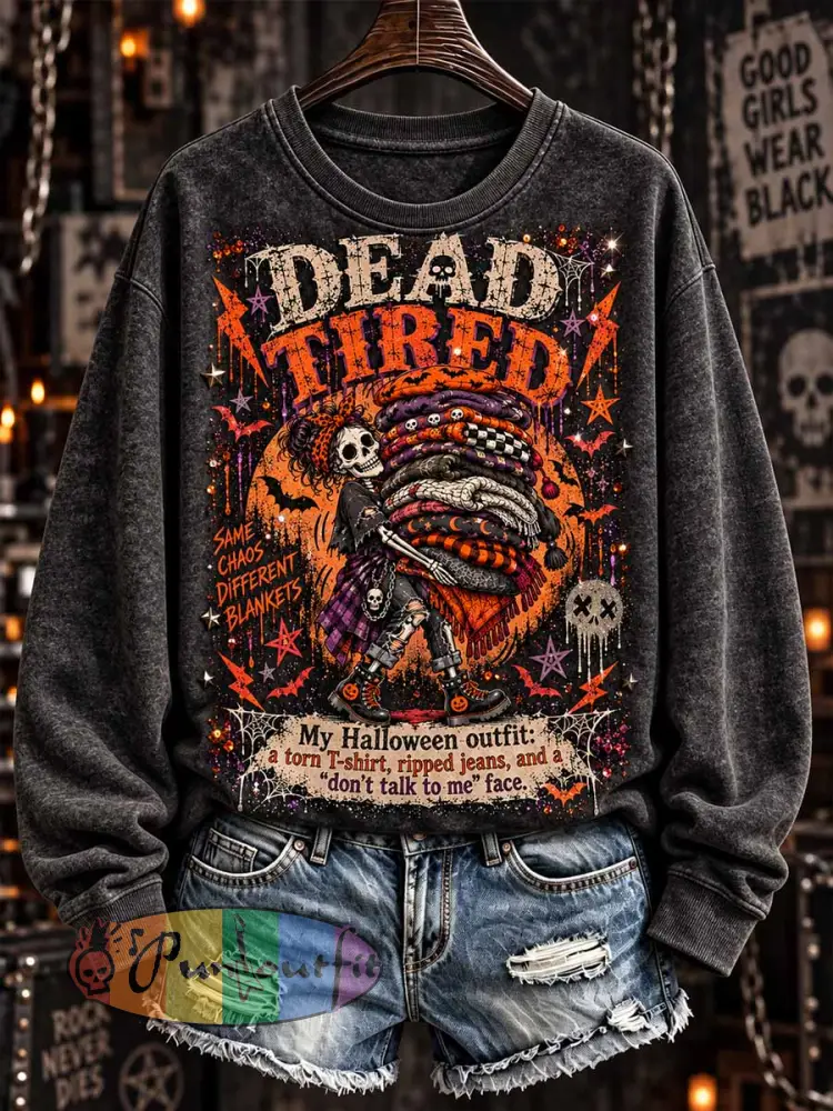 Women’s Halloween Fun Slogan Print Sweatshirt - As picture · S