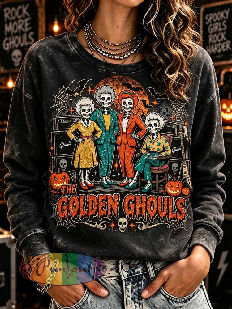 Women’s Halloween Fun Slogan Print Sweatshirt - As picture · S