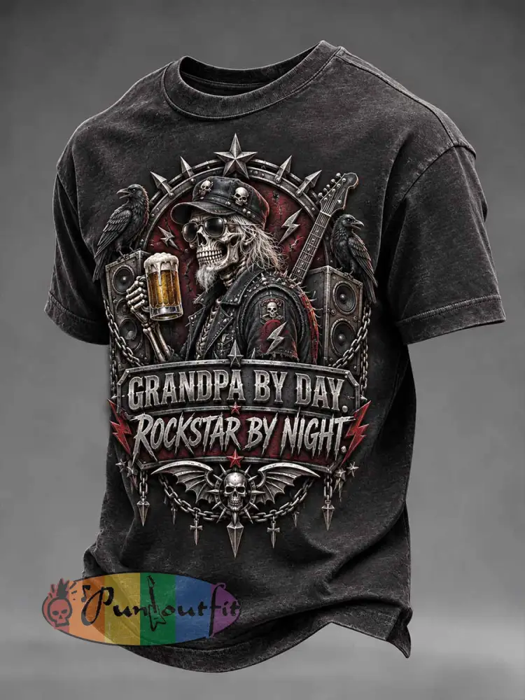Men’s Punk Rock Fun Slogan Printed T-Shirt - As picture · S