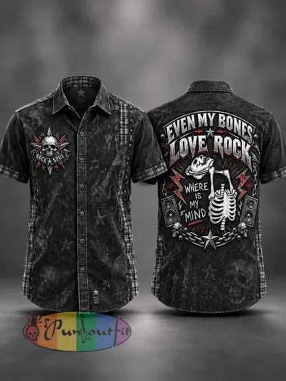 Men’s ’Even My Bones Love Rock ’ Graphic Print Shirt - As picture · S