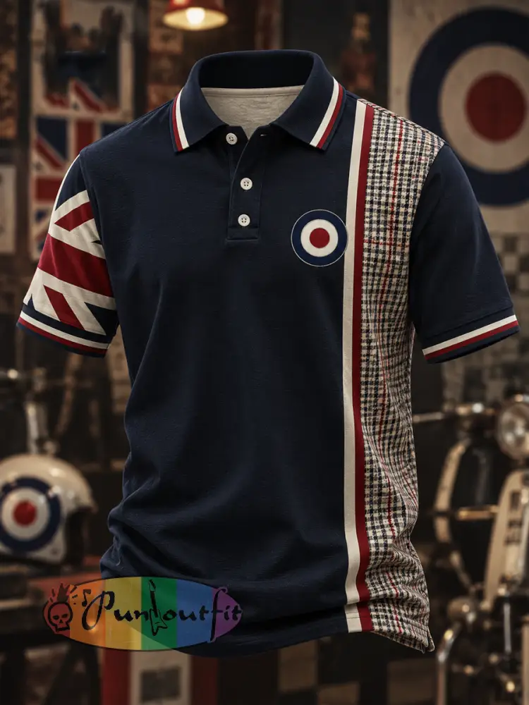 Men’s Mods Culture UK Music Lover Printed polo shirt - Navy Blue · S