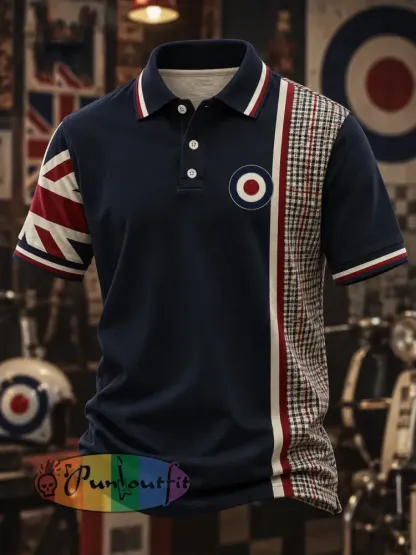 Men’s Mods Culture UK Music Lover Printed polo shirt - Navy Blue · S