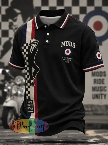 Men’s Mods Culture UK Music Lover Printed polo shirt - Black · S