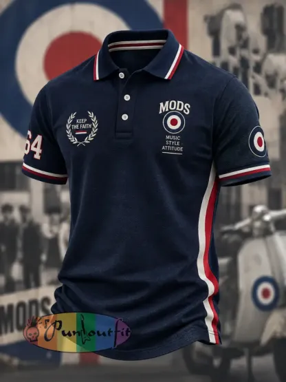 Men’s Mods Culture UK Music Lover Printed polo shirt - Navy Blue · S