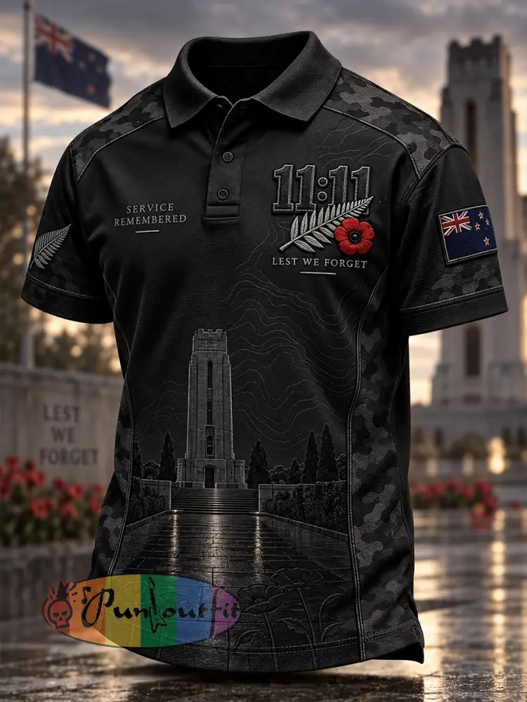 Men’s New Zealand Veteran Remembrance Day Short Sleeve Shirt - A · S