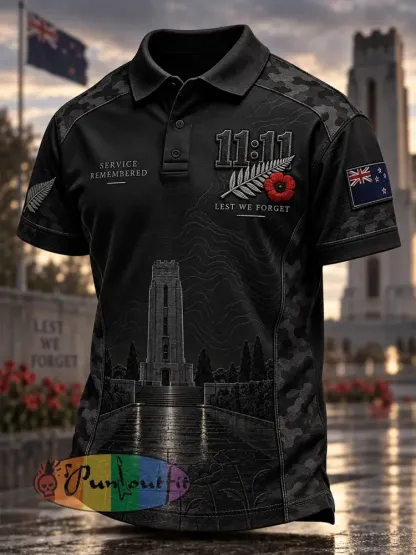 Men’s New Zealand Veteran Remembrance Day Short Sleeve Shirt - A · S