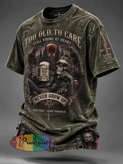 Men’s Vintage Fun Slogan Printed T-Shirt - Dark Green · S