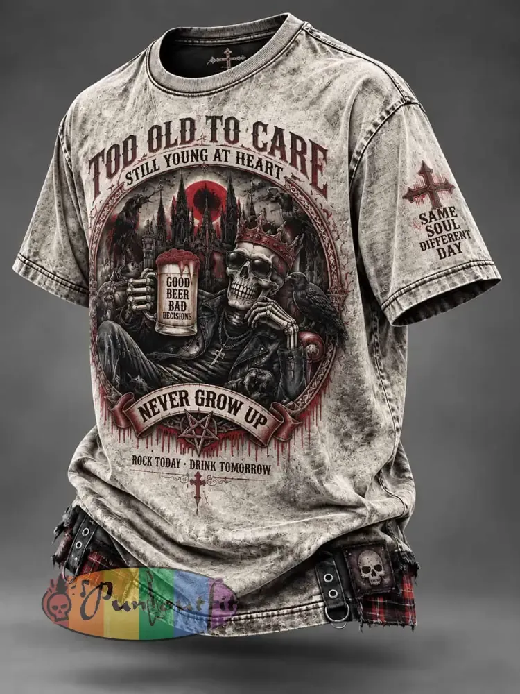 Men’s Vintage Fun Slogan Printed T-Shirt - Off-White · S