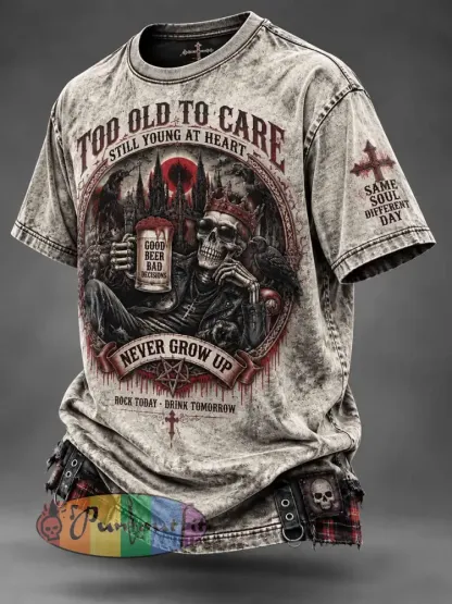 Men’s Vintage Fun Slogan Printed T-Shirt - Off-White · S