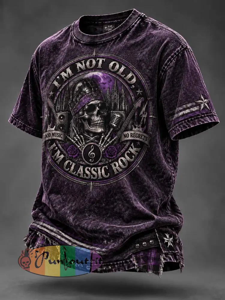 Men’s Vintage Fun Slogan Printed T-Shirt - Deep Purple · S