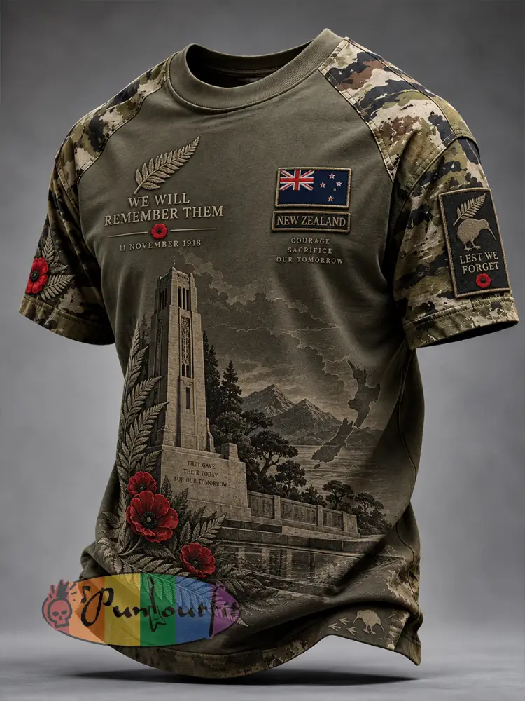 Men’s New Zealand Veteran Remembrance Day Short Sleeve T-Shirt - A · S