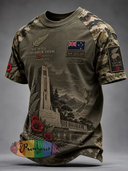 Men’s New Zealand Veteran Remembrance Day Short Sleeve T-Shirt - A · S