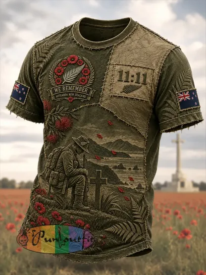 Men’s New Zealand Veteran Remembrance Day Short Sleeve T-Shirt - A · S