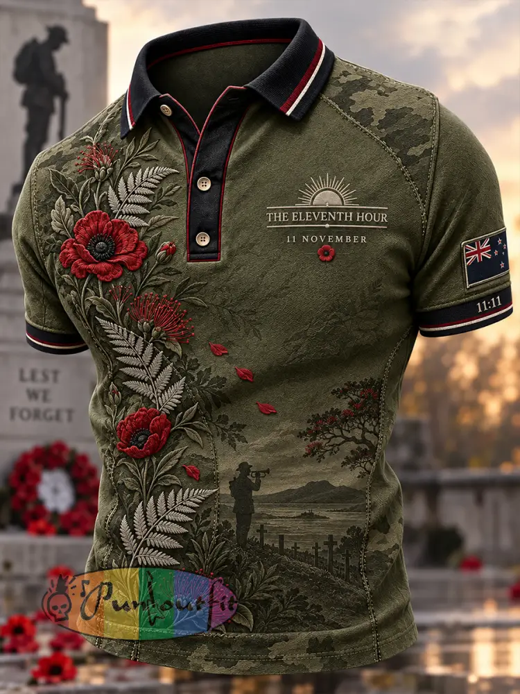 Men’s New Zealand Veteran Remembrance Day Short Sleeve Shirt - A · S