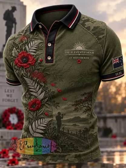 Men’s New Zealand Veteran Remembrance Day Short Sleeve Shirt - A · S