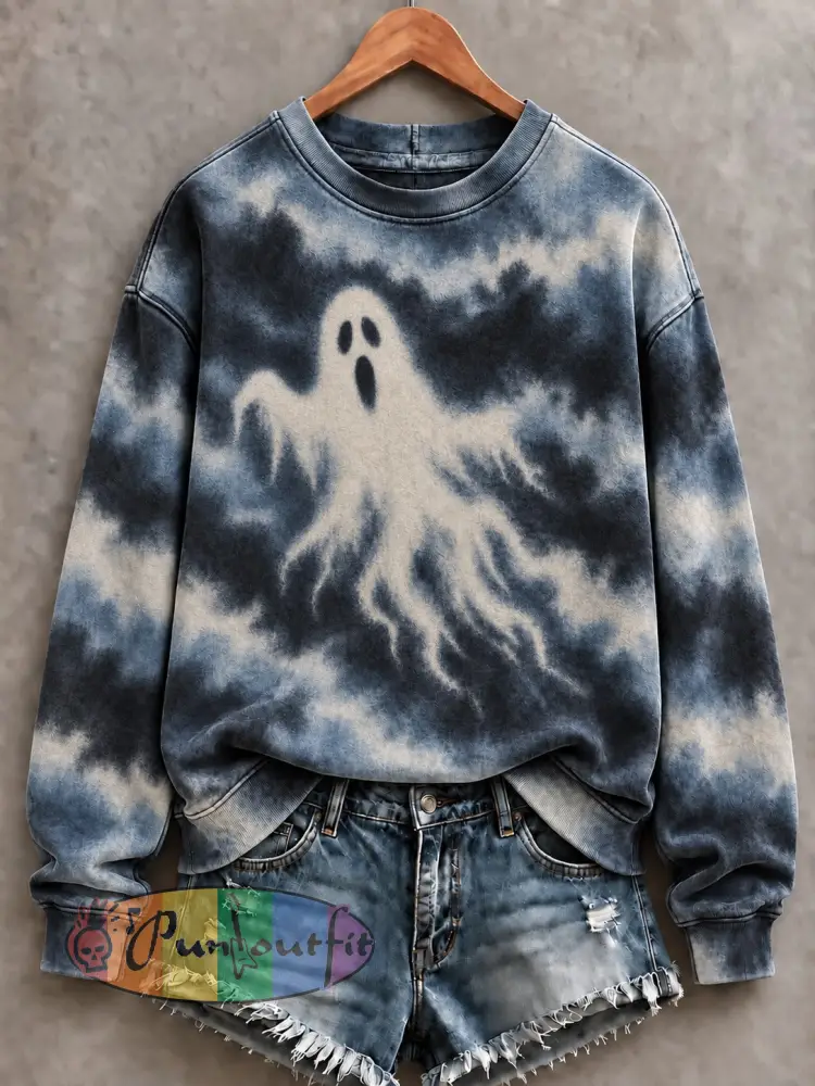 Women’s Ghost Tie Dye Printed Sweatshirt - As picture · S