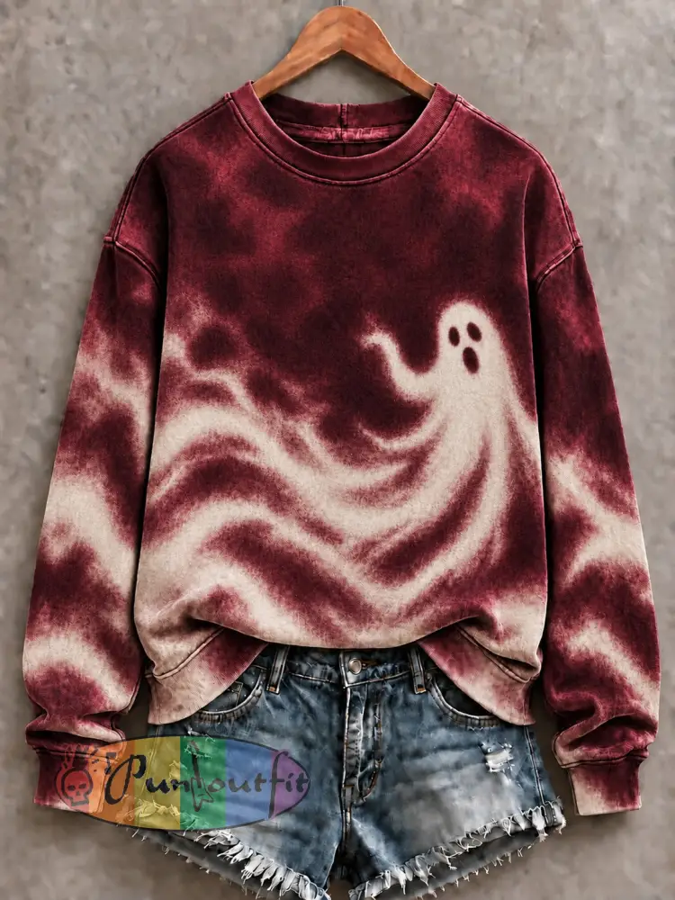 Women’s Ghost Tie Dye Printed Sweatshirt - As picture · S