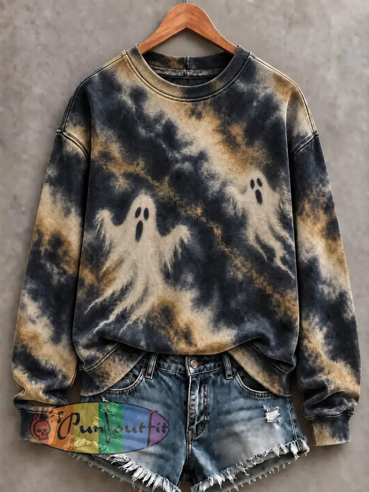 Women’s Ghost Tie Dye Printed Sweatshirt - As picture · S