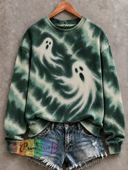 Women’s Ghost Tie Dye Printed Sweatshirt - As picture · S