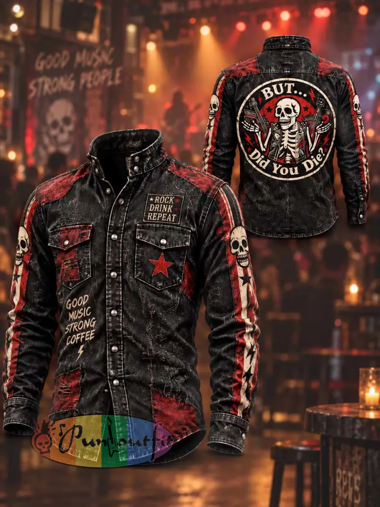 Men’s Vintage Punk Humorous Slogan Print Shirt - As picture · S