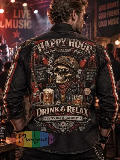 Men’s Vintage Punk Humorous Slogan Print Shirt - As picture · M