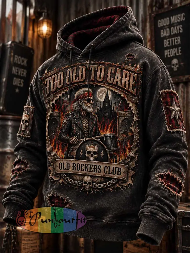 Men’s ’TOO OLD TO CARE’ Fun Slogan Print Hoodie - As picture · S
