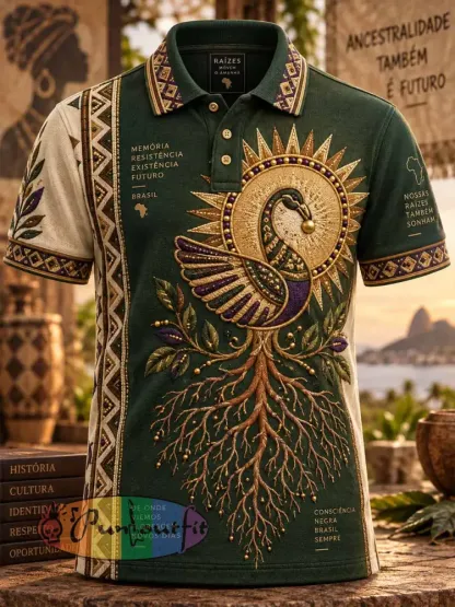 Men’s Sankofa Heritage Commemorative Pattern Print Polo Shirt - As picture · S