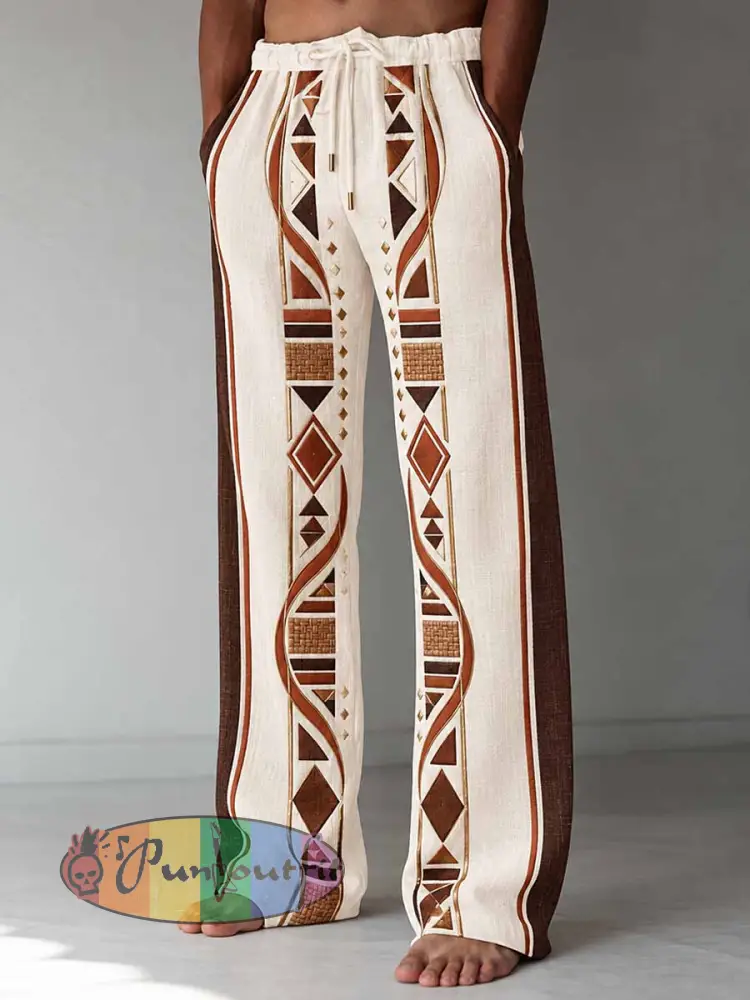 Men’s Black Consciousness Day Traditional Geometric Pattern Print Pants - As picture · S