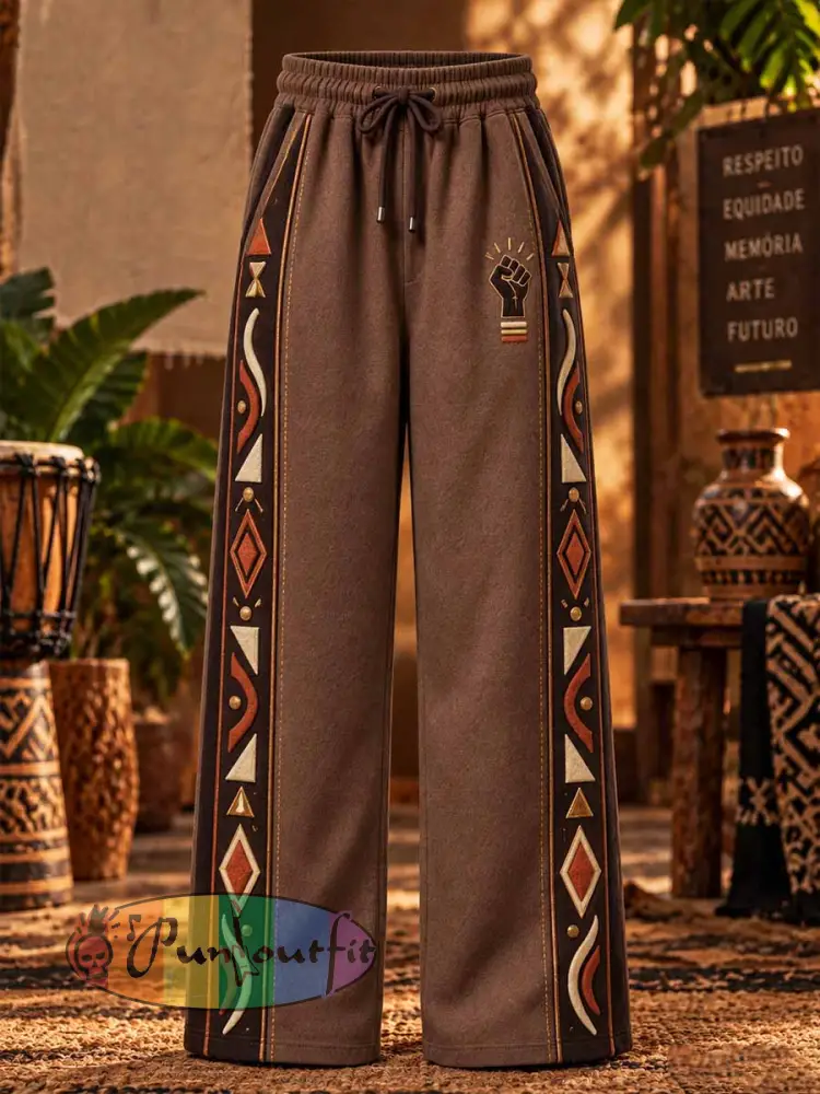 Men’s Black Consciousness Day Traditional Geometric Pattern Print Pants - As picture · S