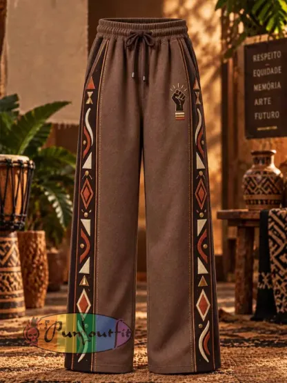 Men’s Black Consciousness Day Traditional Geometric Pattern Print Pants - As picture · S
