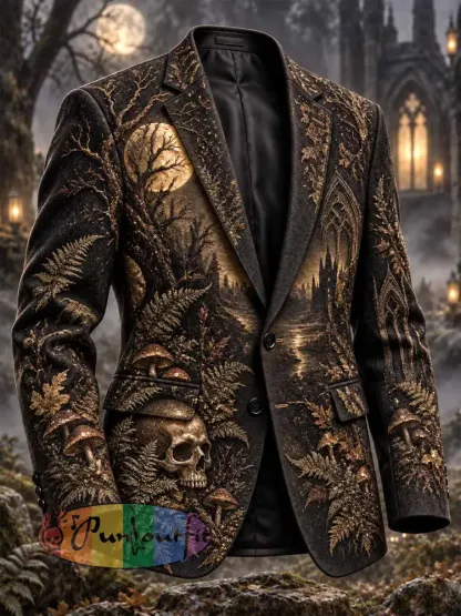 Men’s Gothic Forest Raven Print Blazer - As picture · S