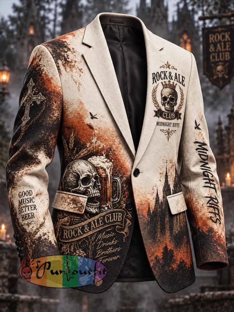 Men’s ’ROCK & ALE CLUB’ Printed Blazer - As picture · S