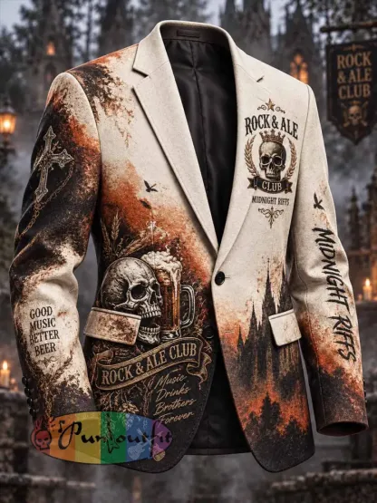 Men’s ’ROCK & ALE CLUB’ Printed Blazer - As picture · S