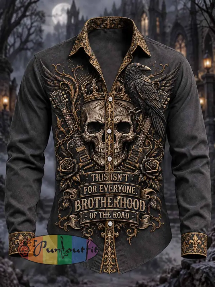 Men’s Vintage Rock Skull Print Shirt - As picture · S