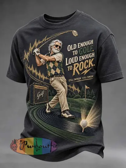Men’s ’OLD ENOUGH TO GOLF’ Fun Slogan Print T-Shirt - As picture · S