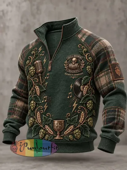 Men’s ’Beer Skull Club’ Fun Slogan Print Sweatshirt - As picture · S