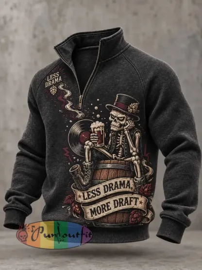 Men’s ’Beer Rock Skull’ Fun Slogan Print Sweatshirt - As picture · S
