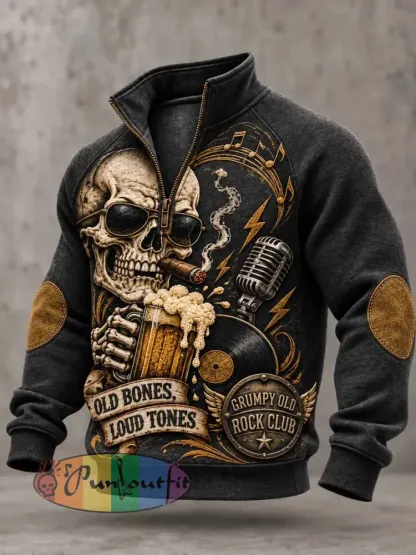 Men’s ’GRUMPY OLD ROCK CLUB’ Fun Slogan Print Sweatshirt - As picture · S