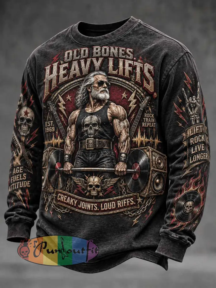 Men’s ’OLD BONES HEAVY LIFTS’ Fun Slogan Sweatshirt - As picture · S