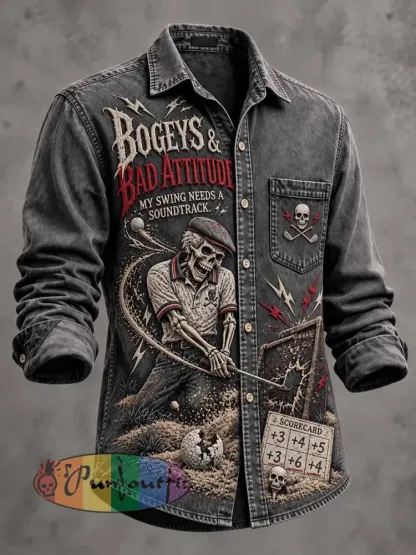 Men’s ’BOGEYS & BAD ATTITUDE’ Fun Slogan Shirt - As picture · S