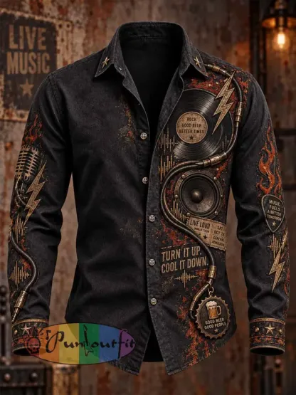 Men’s ’Good Beer Good Rock’ Fun Slogan Shirt - As picture · S