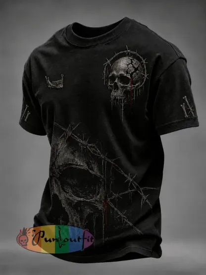 Men’s Vintage Punk-Style Graphic Casual T-Shirt - A · S