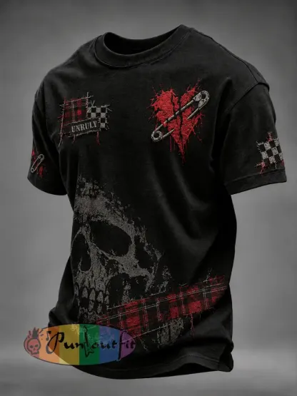 Men’s Vintage Punk-Style Graphic Casual T-Shirt - A · S
