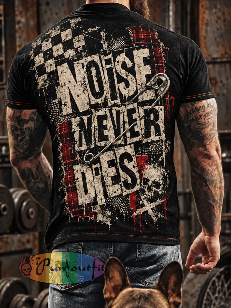Men’s Vintage Punk-Style Graphic Casual T-Shirt - A · S