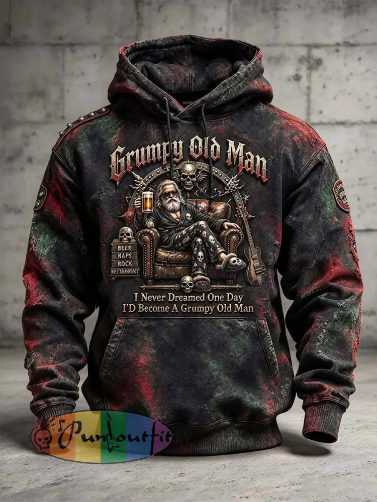 Men’s ’Grumpy Old Man’ Slogan Print Hoodie - As picture · S