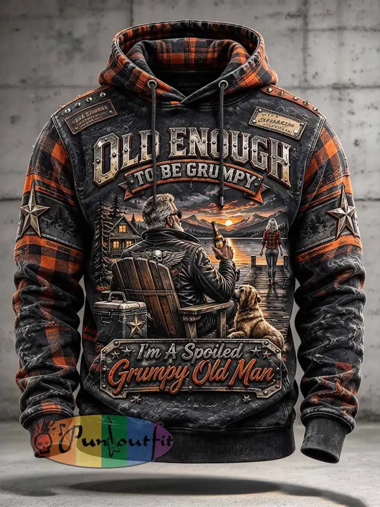Men’s ’OLD ENOUGH TO BE GRUMPY’ Graphic Hoodie - As picture · S