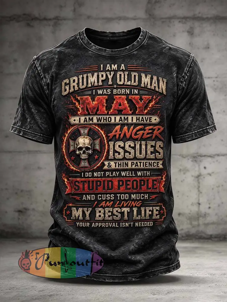 ’I AM A GRUMPY OLD MAN’ Humorous Slogan Printed T-Shirt - As picture · S