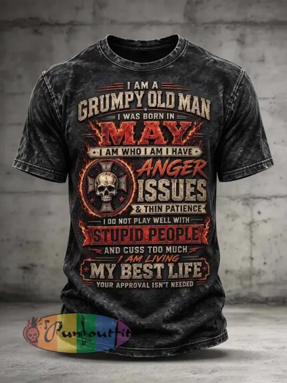 ’I AM A GRUMPY OLD MAN’ Humorous Slogan Printed T-Shirt - As picture · S